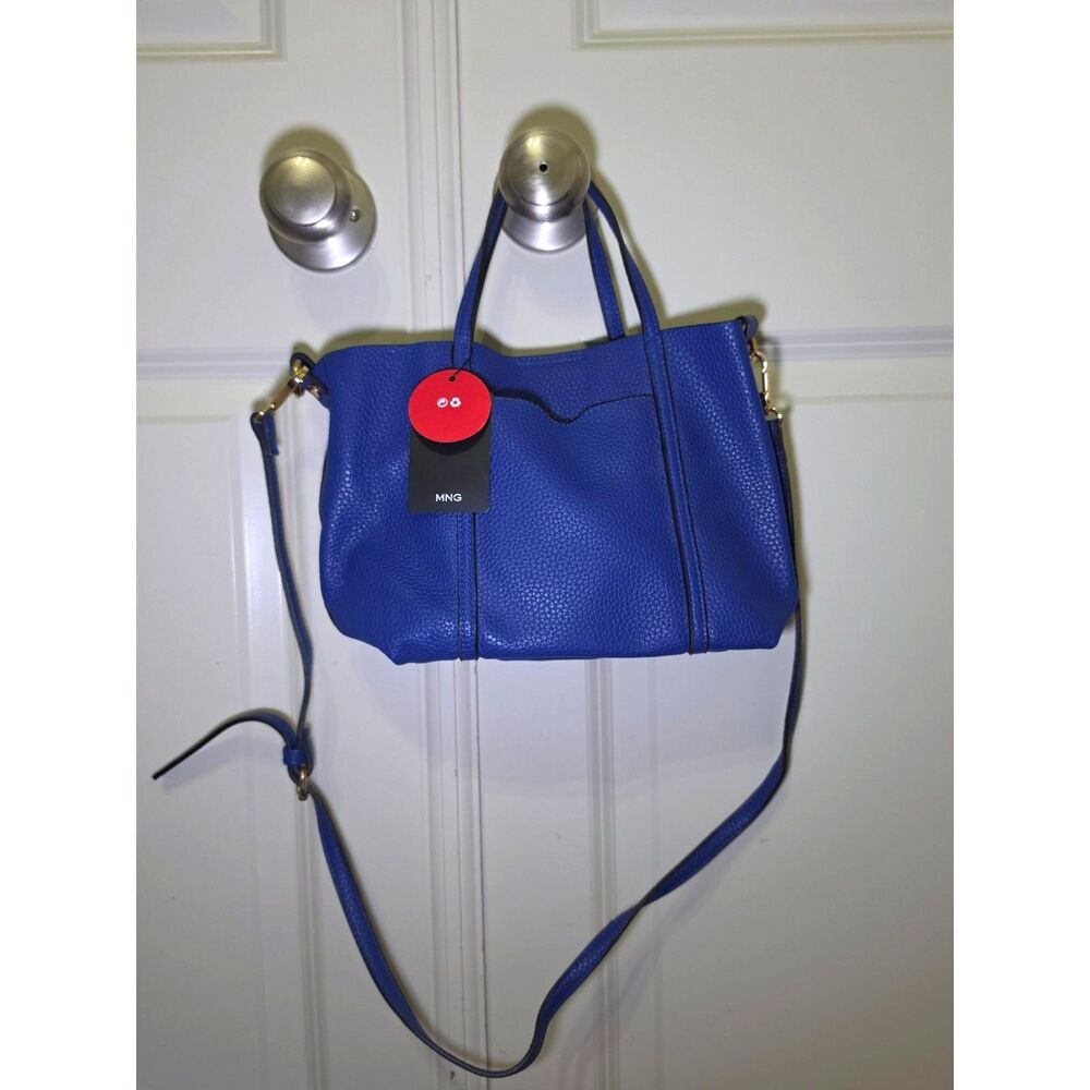 NWT Mango Blue Solid Handheld Bag with Crossbody Strap